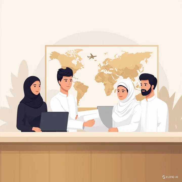 A umrah travel agent explaining all process of umrah